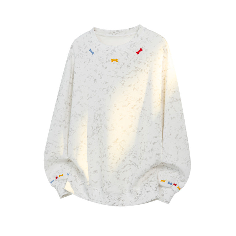 Herren Oversize-Sweatshirt mit Marmor-Effekt und bunten Knochenstickereien Shop Nory