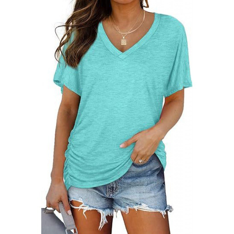 Damen V-Ausschnitt T-Shirt Aus Weichem Single Jersey