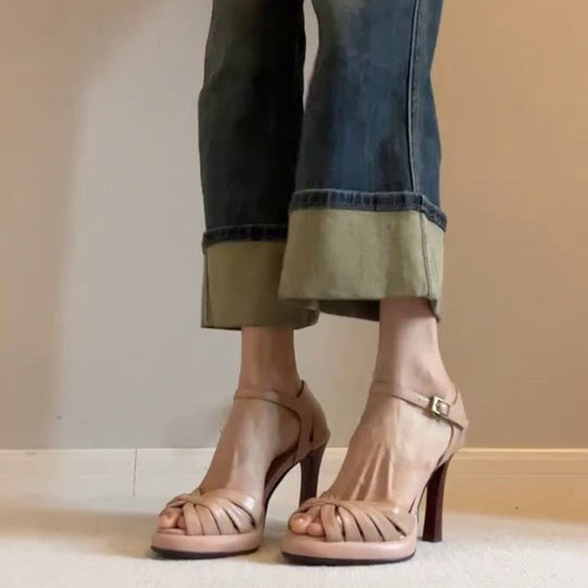 Damen Elegante Sandalen mit modischem Riemendesign und hohem Absatz