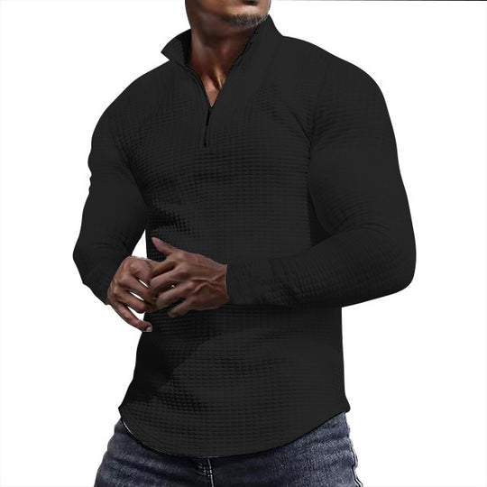 Herren Waffelstrick-Langarmshirt mit kurzem Reißverschluss Shop Nory