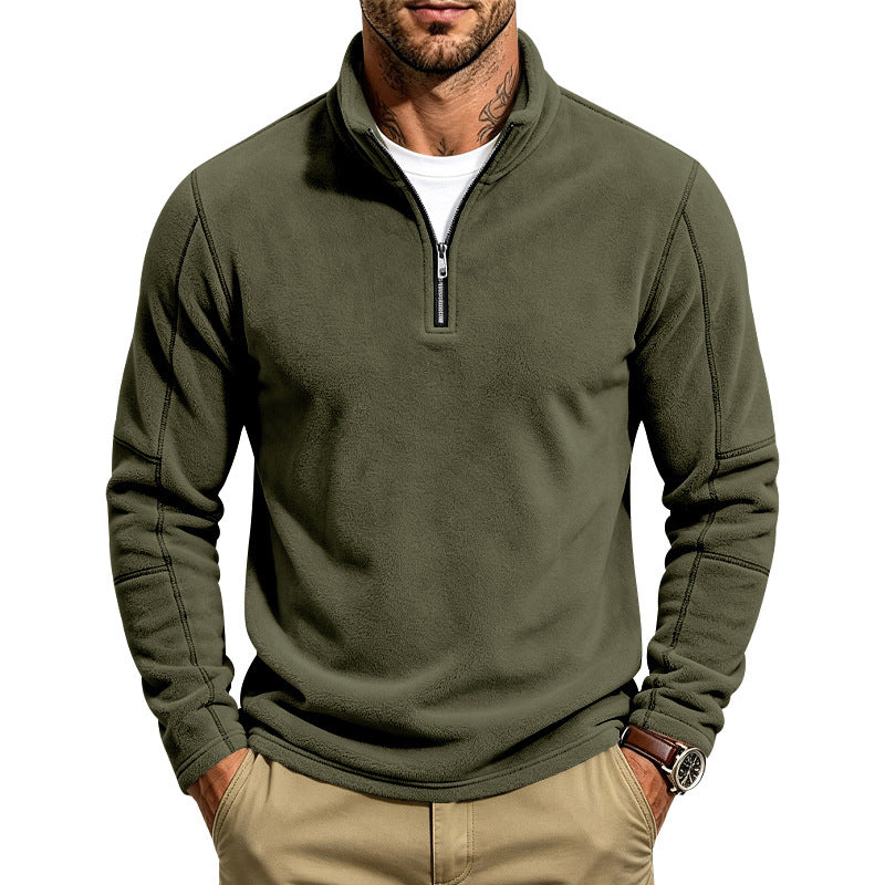 Herren Fleece-Pullover mit kurzem Reißverschluss und Stehkragen Shop Nory