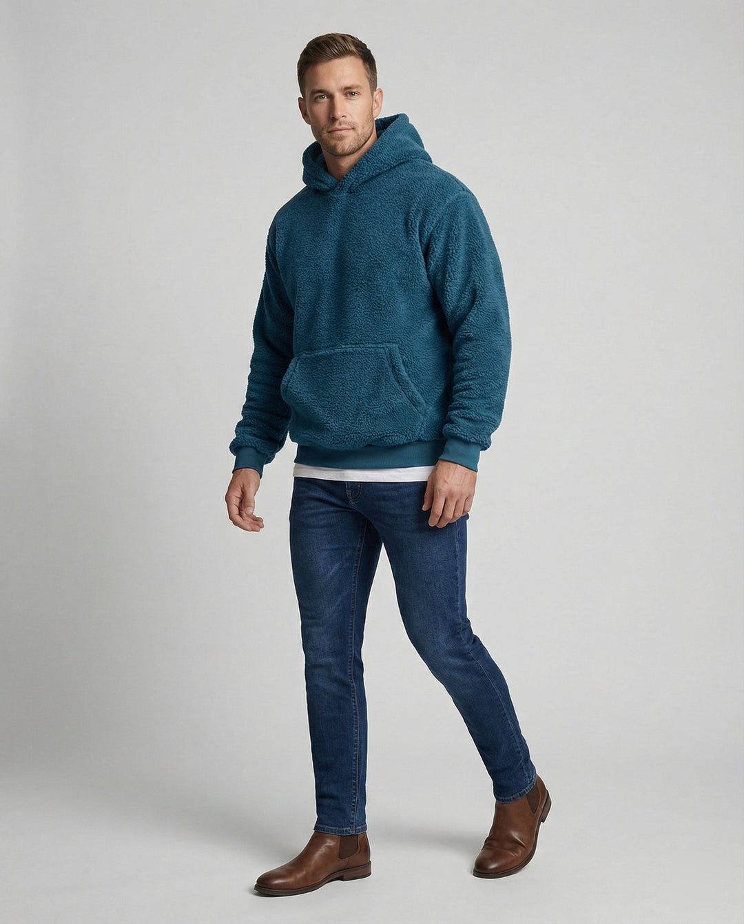 Teddy Pullover Herren weich mit praktischen Taschen