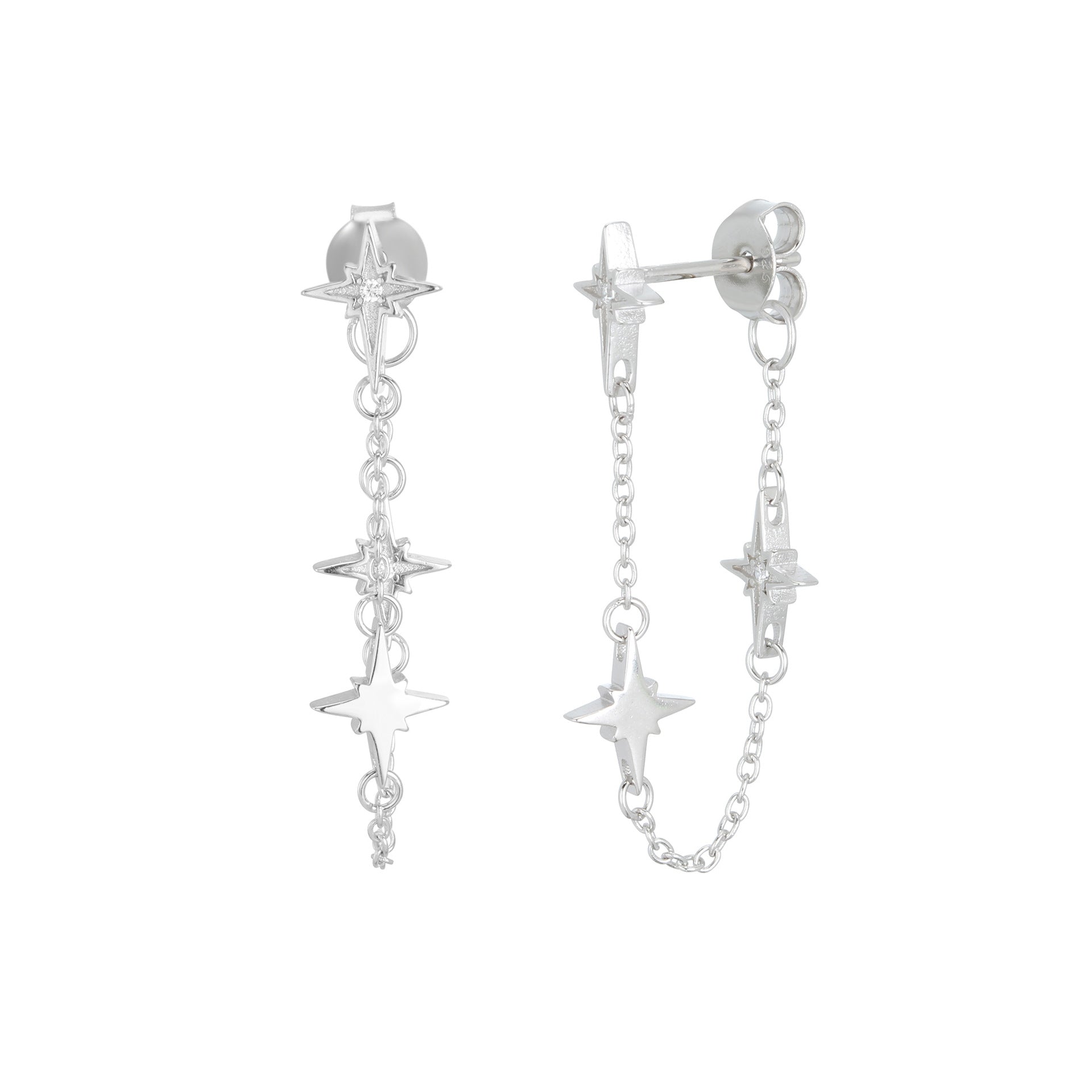 Damen Ohrringe mit funkelndem Sternendesign aus hochwertigem 925 Sterling Silber Shop Nory