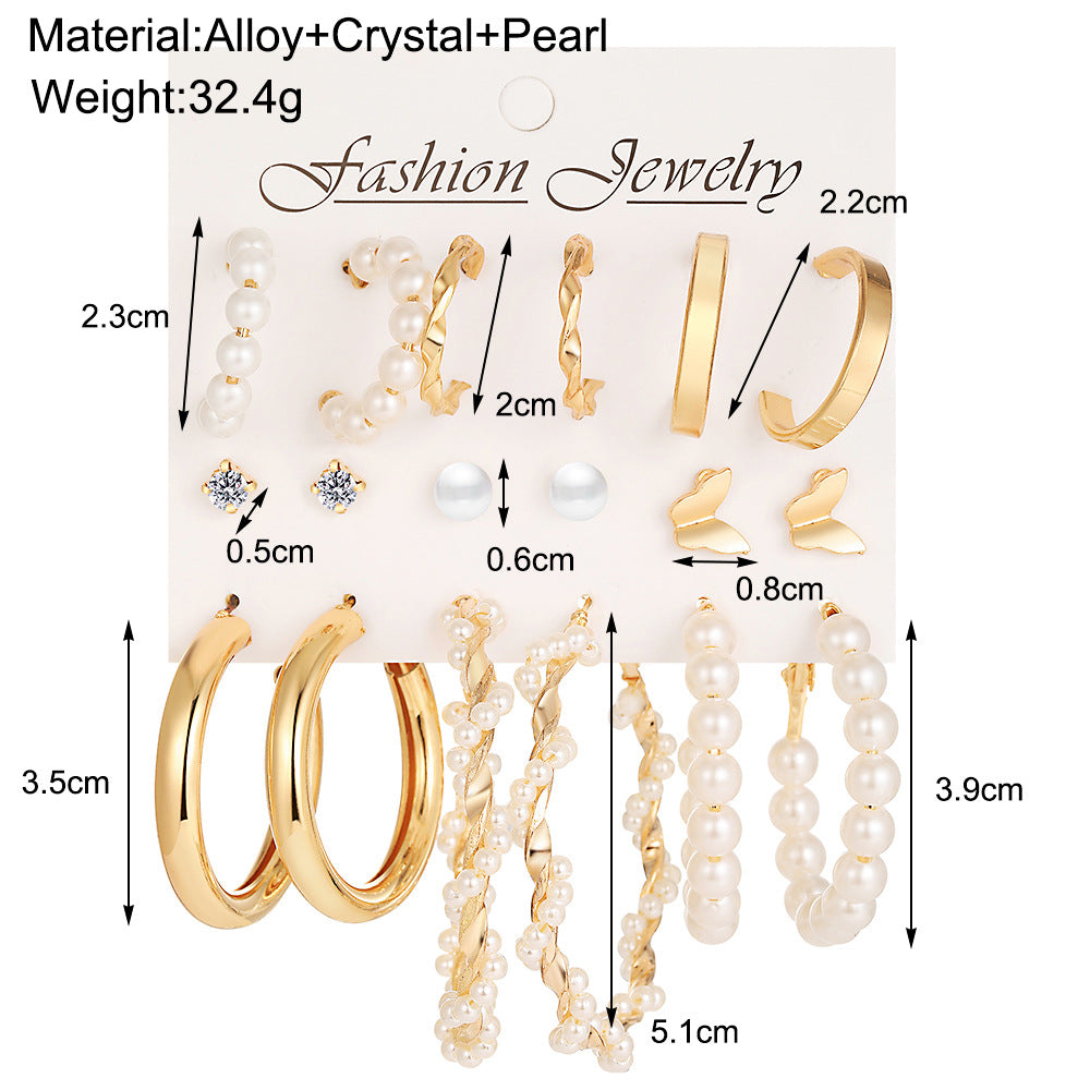 Damen Ohrringe Set mit elegantem Perlendesign und goldenen Akzenten Shop Nory