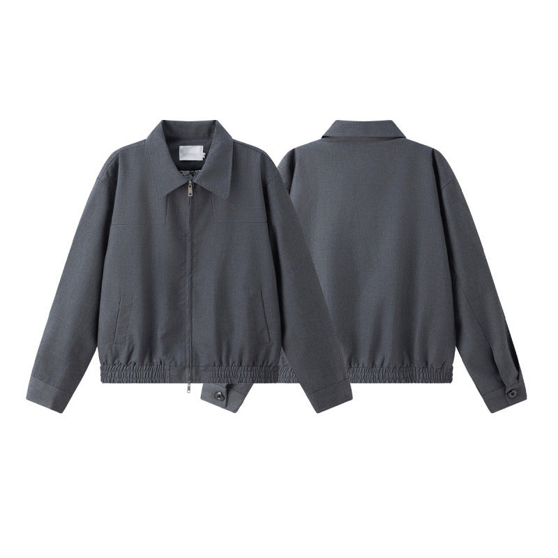 Unisex Leichte Übergangsblousonjacke mit Hemdkragen, Zwei-Wege-Reißverschluss und elastischem Saum Shop Nory
