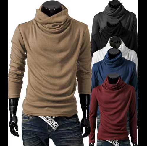 Herren Slim-Fit Langarmshirt mit großzügigem Schlauchkragen und figurbetonter Silhouette Shop Nory