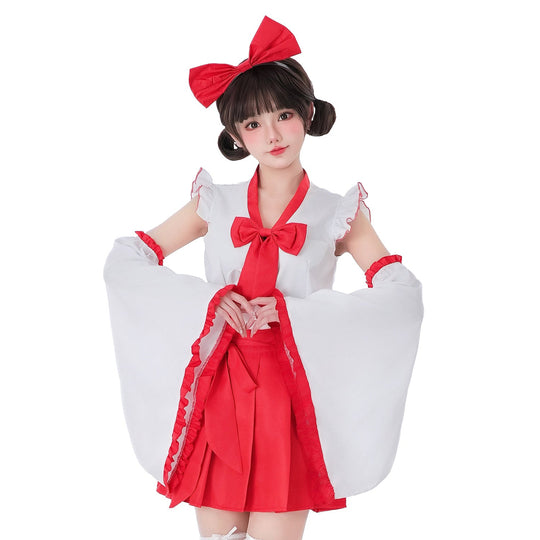 Damen verspieltes Kostümkleid mit schwingenden Ärmeln und dekorativen Schleifen Shop Nory