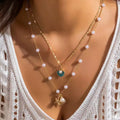 Damen mehrlagige Halskette mit Muschelanhängern und eleganten Perlen-Details Shop Nory