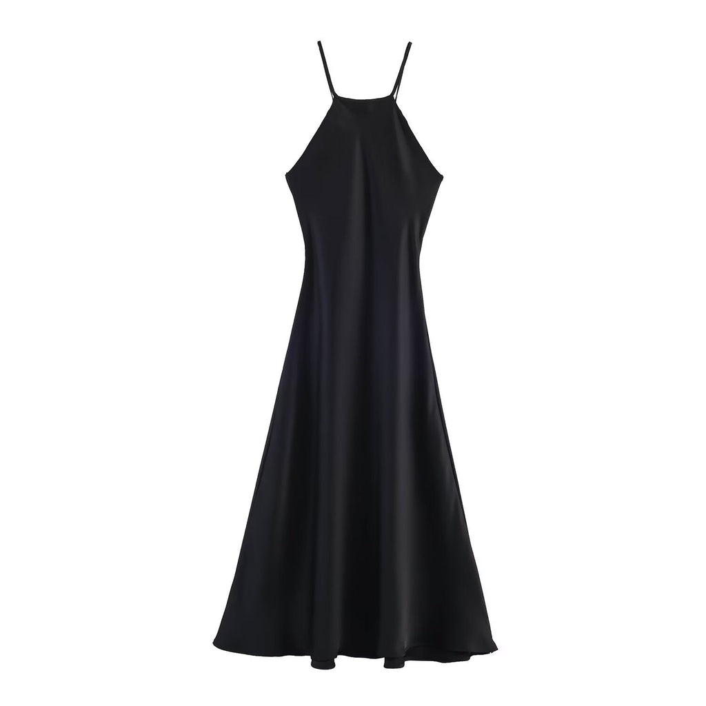 Damen Maxikleid mit elegantem Halterneck und schwingendem Saum