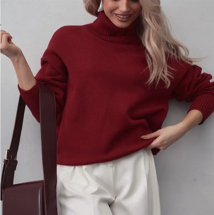 Damen Boxy-Rollkragenpullover aus feinem Feinstrick mit überschnittener Schulter Shop Nory