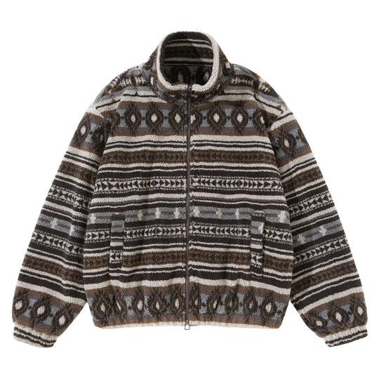 Unisex Kurzblouson aus Teddyfleece mit Ethno‑Muster und Stehkragen Shop Nory