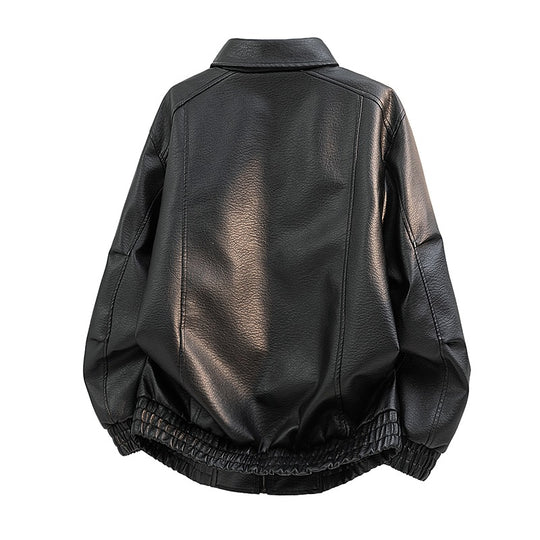 Herren Elegante Kunstlederjacke mit weitem Schnitt Shop Nory