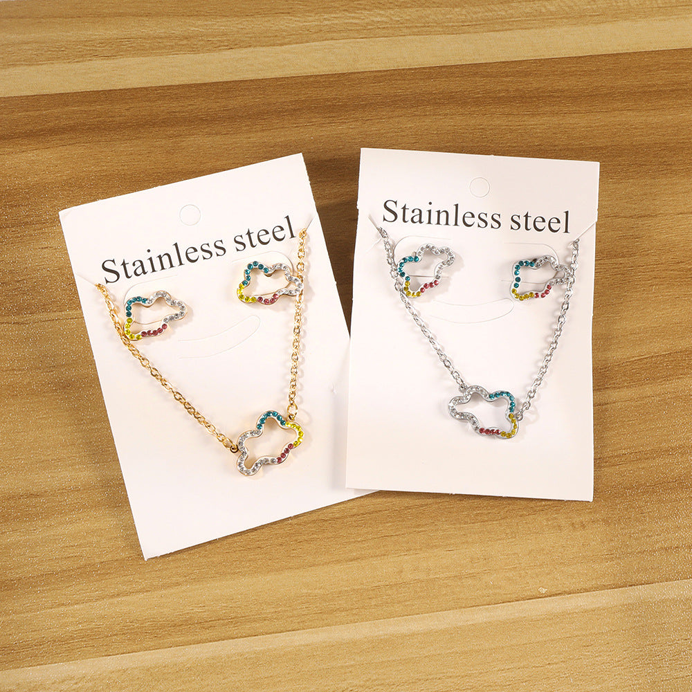 Damen Schmuckset mit funkelnden, bunten Kristallanhängern Shop Nory
