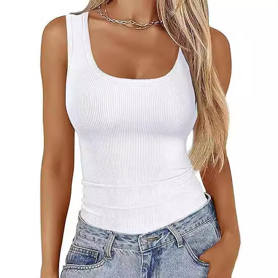 Damen Körperbetontes Oberteil mit breiten Trägern und geripptem Design