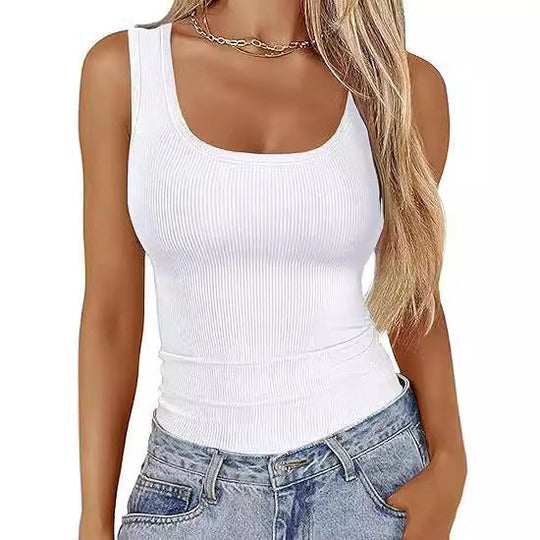 Damen Körperbetontes Oberteil mit breiten Trägern und geripptem Design