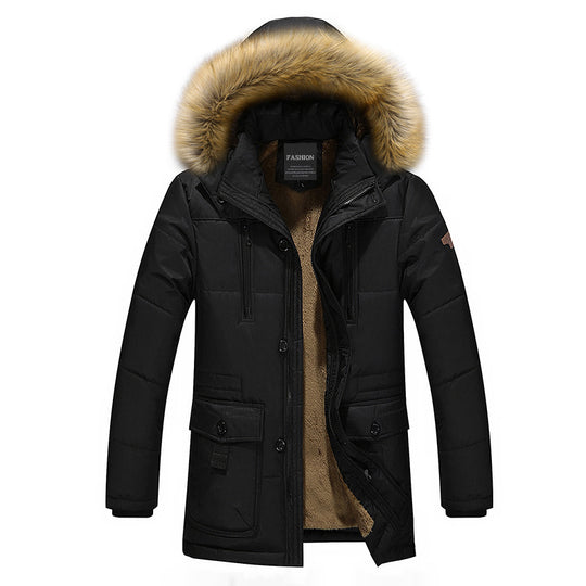 Herren Isolierter Langparka mit Teddyfleece-Innenlage, abnehmbarer Kunstfellkapuze und verdecktem Zweiwege-Reißverschluss Shop Nory