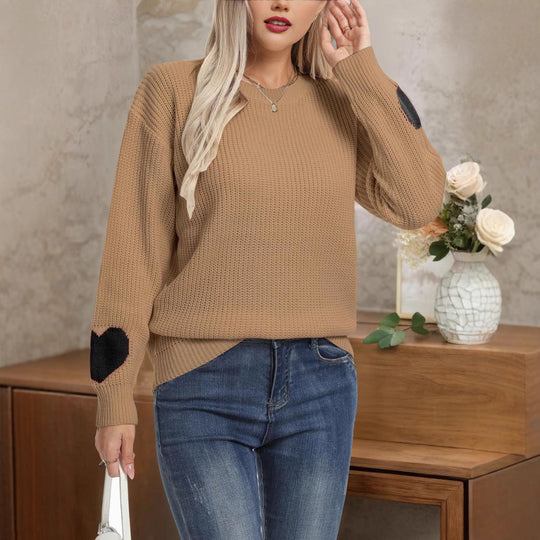 Damen Modischer Strickpullover mit Herz-Details