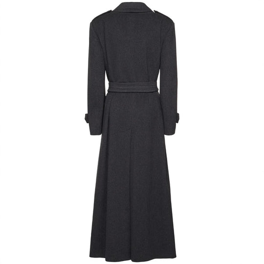 Damen Langer Doppelreihiger Wollmantel mit Taillengürtel Shop Nory