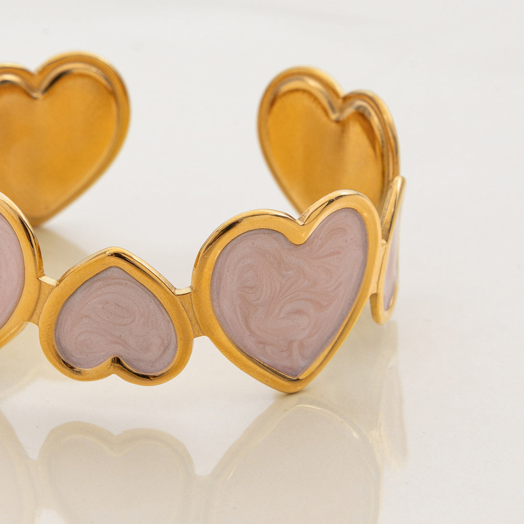 Damen Offenes Armband mit floralen Herzmotiven aus hypoallergenem Edelstahl Shop Nory