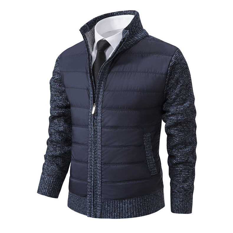 Herren gesteppte Hybridjacke mit modernem Kragen und elastischen Bündchen