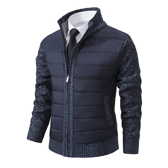Herren gesteppte Hybridjacke mit modernem Kragen und elastischen Bündchen