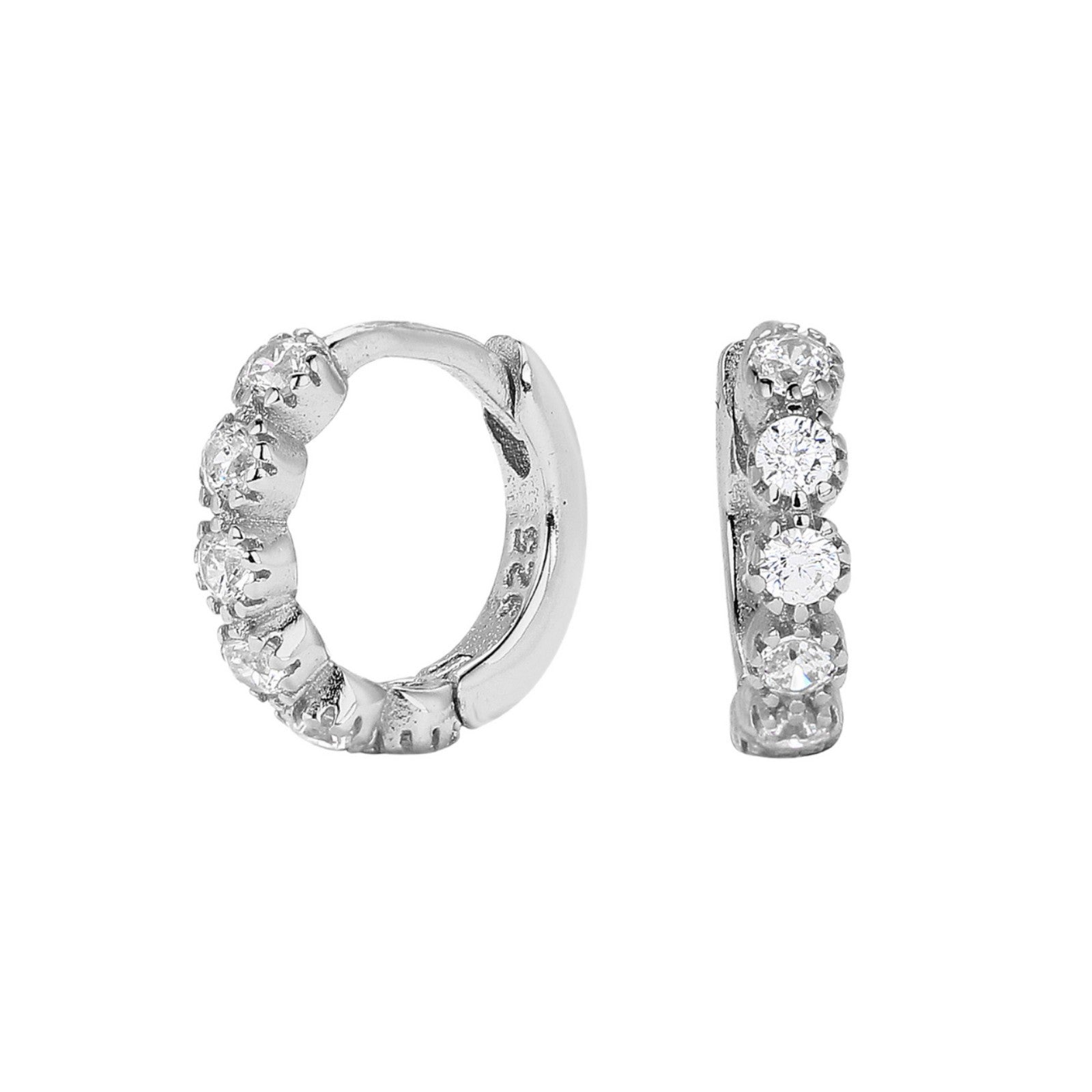 Damen Creolen mit funkelndem Zirkon-Besatz aus hochwertigem 925 Sterling Silber Shop Nory