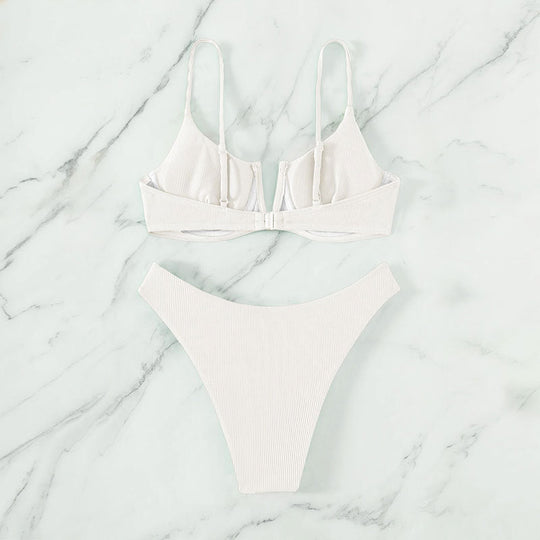 Damen Bikini-Set mit trendigem Farbblockdesign und verstellbaren Trägern
