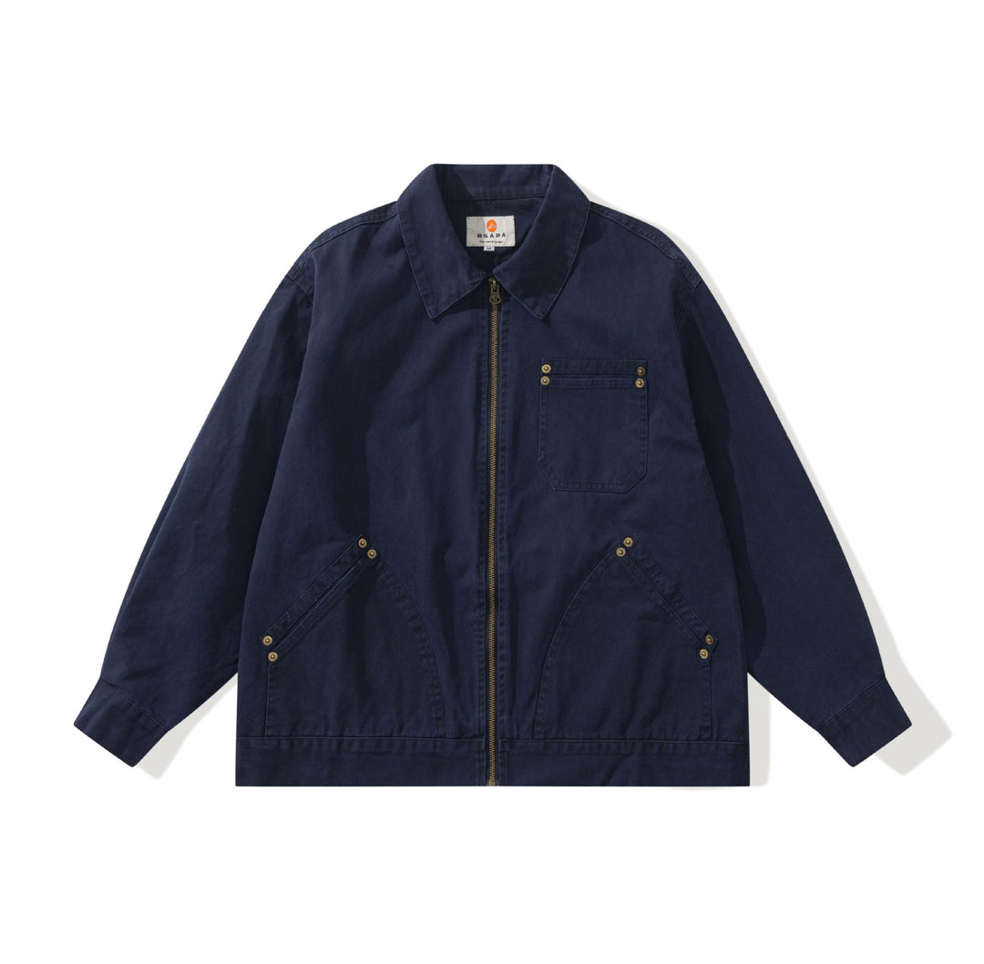 Unisex Boxy-Workerjacke aus robustem Twill mit Metallreißverschluss und Multitaschen Shop Nory
