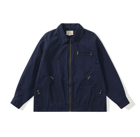 Unisex Boxy-Workerjacke aus robustem Twill mit Metallreißverschluss und Multitaschen Shop Nory