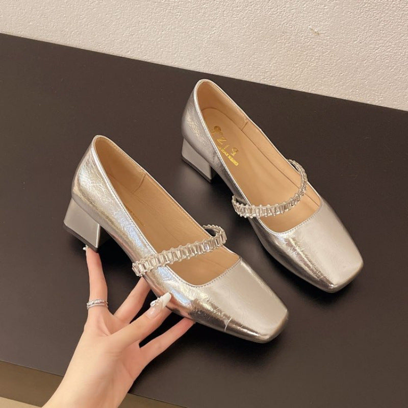Damen Elegante Absatzschuhe mit Glitzerkette