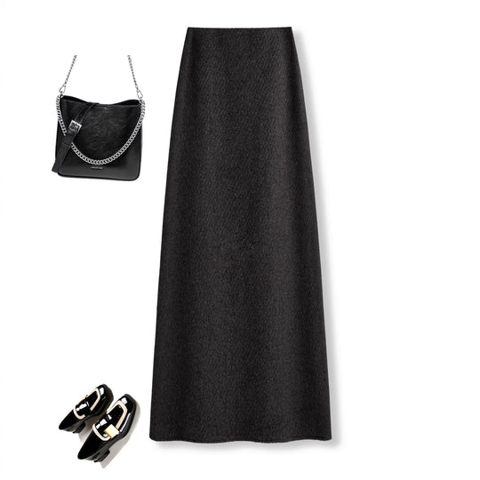 Damen Eleganter Maxirock aus hochwertigem Wollmix Shop Nory