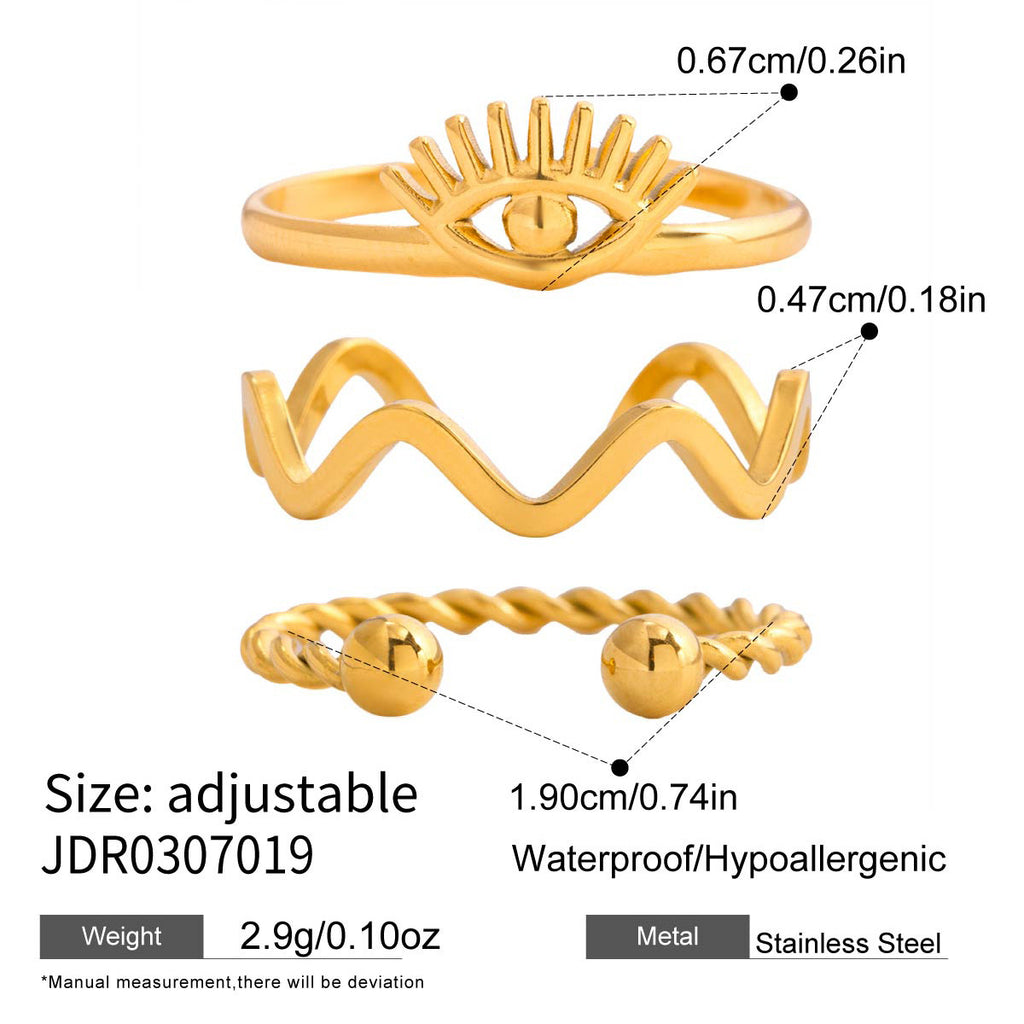 Damen Offenes Ring-Set aus hypoallergenem Edelstahl mit einzigartigem Design Shop Nory
