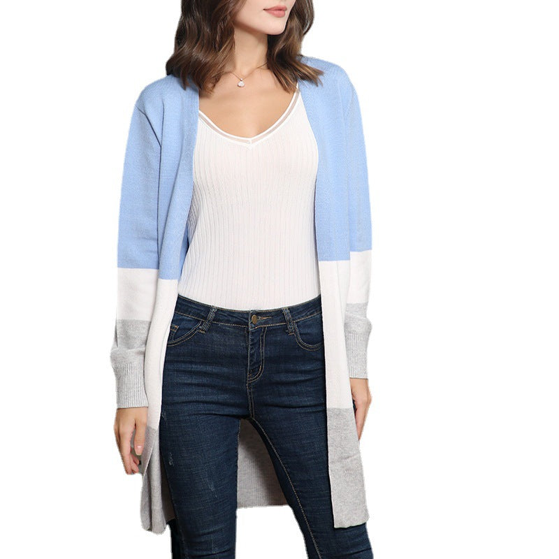 Damen Longcardigan mit Colorblock-Design, offener Front und gerippten Bündchen Shop Nory