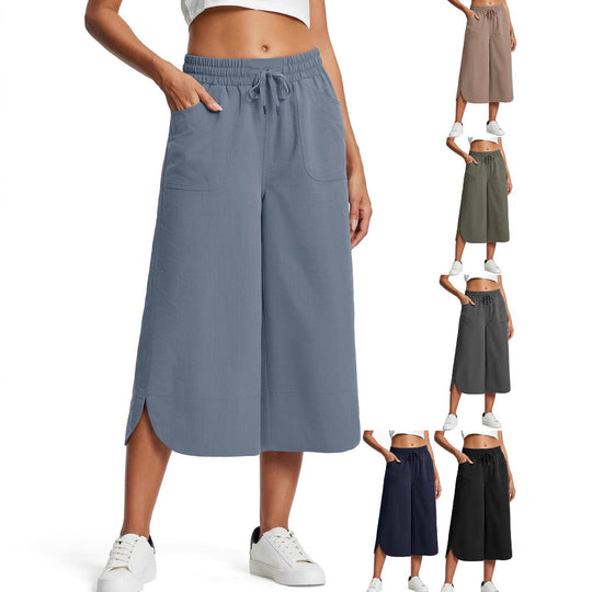 Damen bequeme Culotte mit elastischem Bund und praktischen Taschen