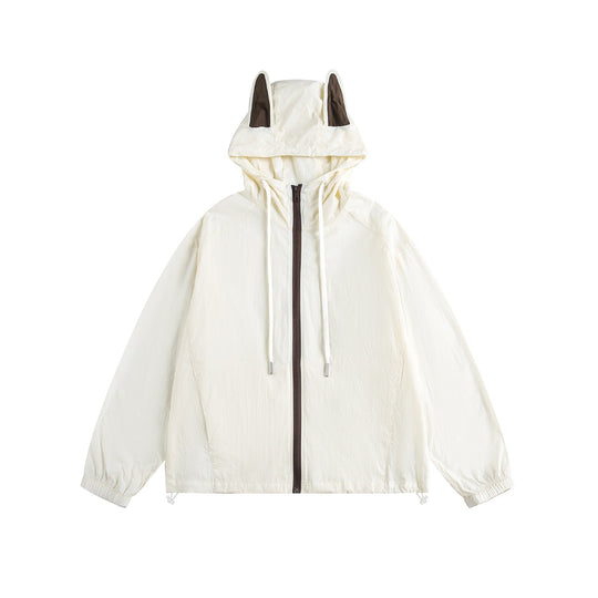 Damen Leichter Kapuzen-Anorak mit Ohrenapplikation und Tunnelzug Shop Nory