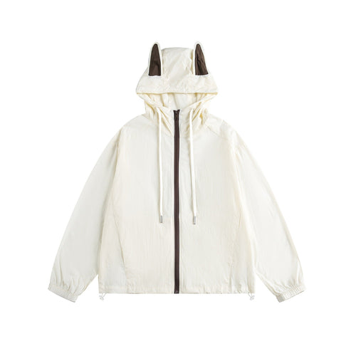 Damen Leichter Kapuzen-Anorak mit Ohrenapplikation und Tunnelzug Shop Nory
