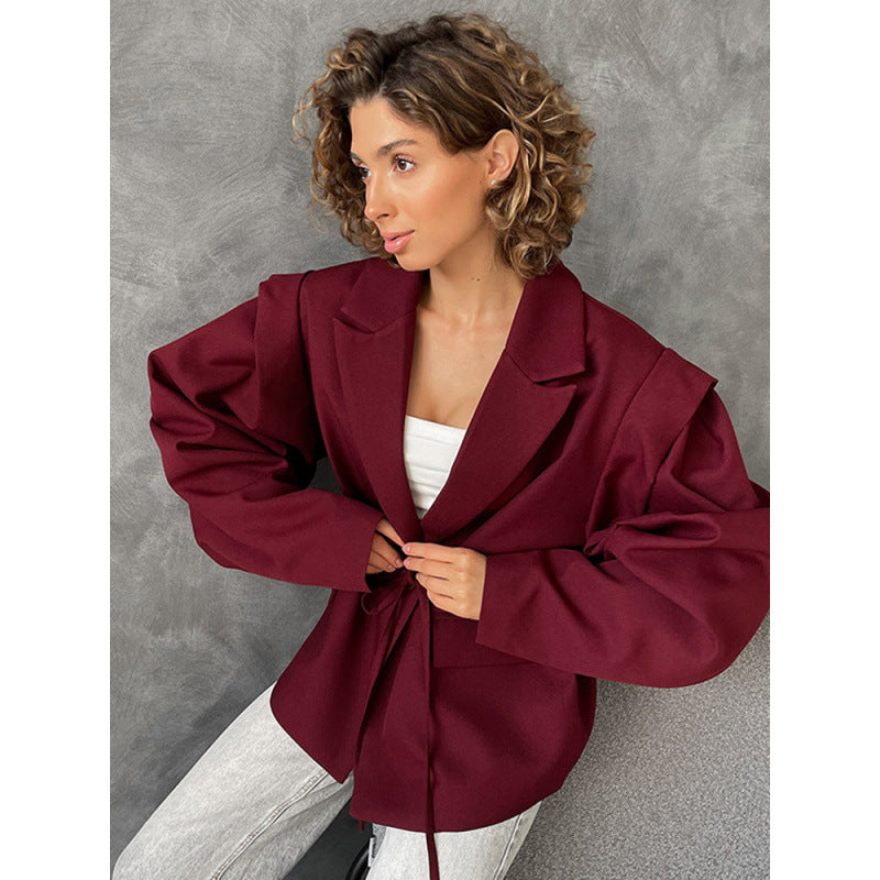 Damen eleganter Oversized-Blazer mit Gürteldetail