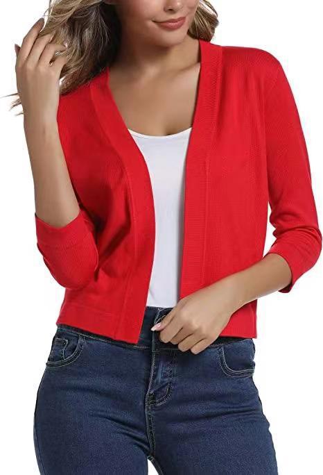 Damen nan offener Kurzcardigan mit dreiviertelärmeln und elastischem Saum Shop Nory