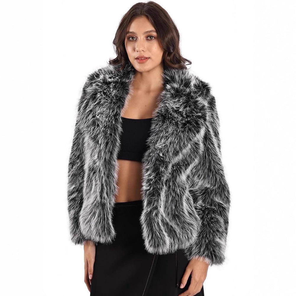 Damen Kurzblouson aus dichtem Kunstpelz mit großzügigem Schalkragen Shop Nory