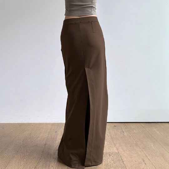 Damen nan taillierter Maxirock mit hohem Bund, geradem Fall und seitlichem Schlitz Shop Nory