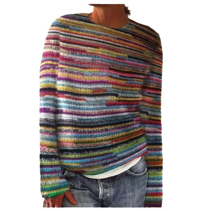Damen nan bestickter Strickpullover mit reliefartiger Blumenstickerei und Rundhalsausschnitt Shop Nory