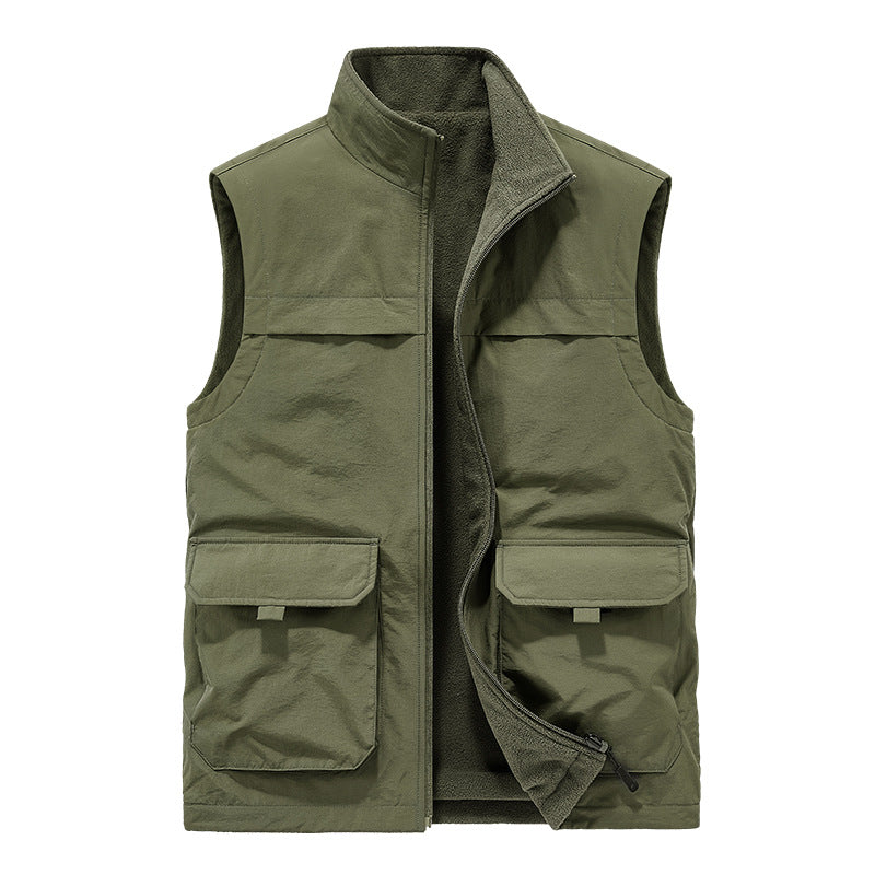 Herren Wattierte Utility-Weste mit Fleece-Innenfutter, Mehrfach-Taschen und Stehkragen Shop Nory