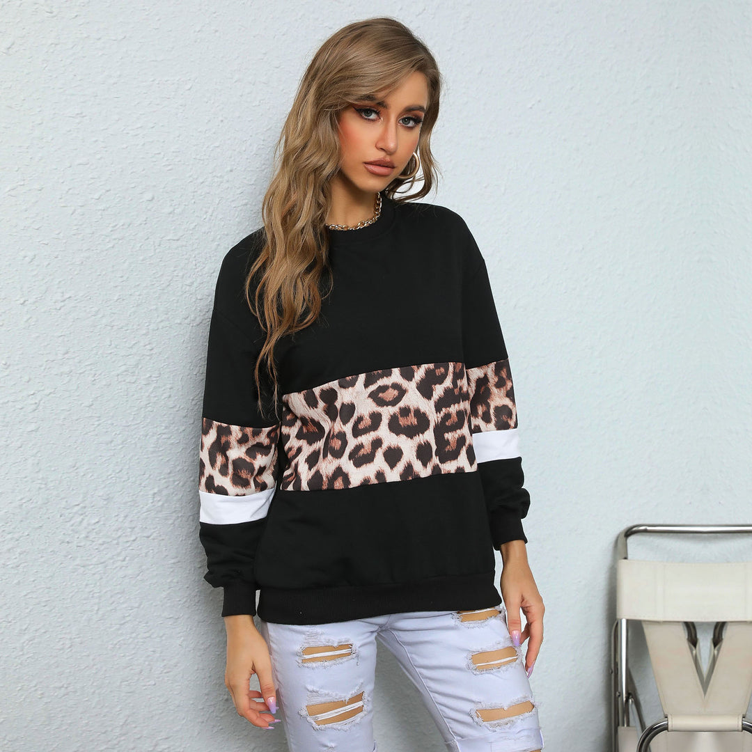 Damen Oversize-Sweatshirt mit Leo-Blockstreifen und geripptem Saum Shop Nory