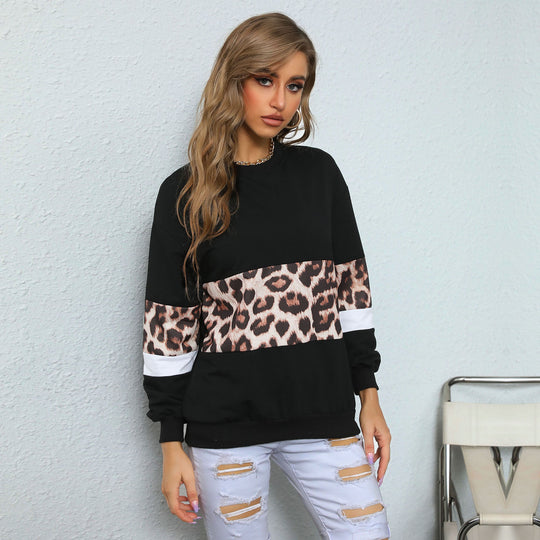Damen Oversize-Sweatshirt mit Leo-Blockstreifen und geripptem Saum Shop Nory
