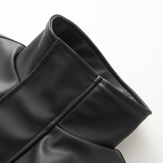 Damen Gekürzte Kunstleder-Jacke mit Stehkragen und taillierten Teilungsnähten Shop Nory
