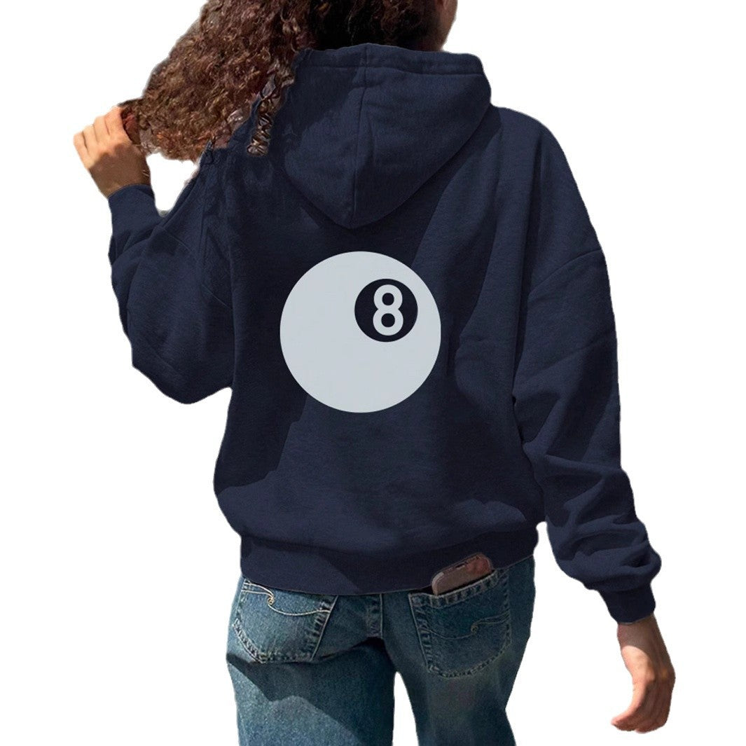 Damen Oversize-Kapuzenpullover mit Acht-Ball-Applikation Shop Nory