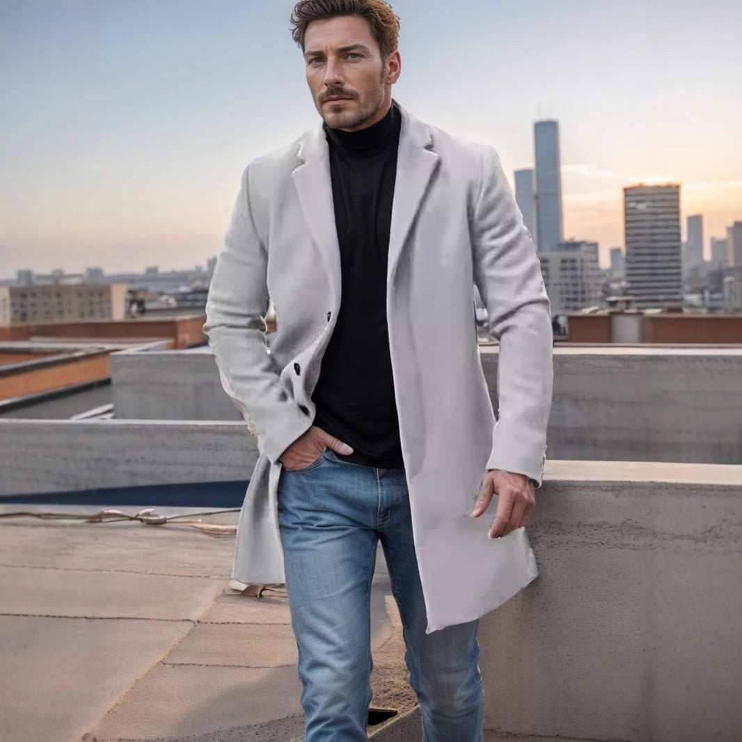 Herren nan midilanger Wollmix Mantel mit schlanker Silhouette und eleganter Knopfreihe Shop Nory