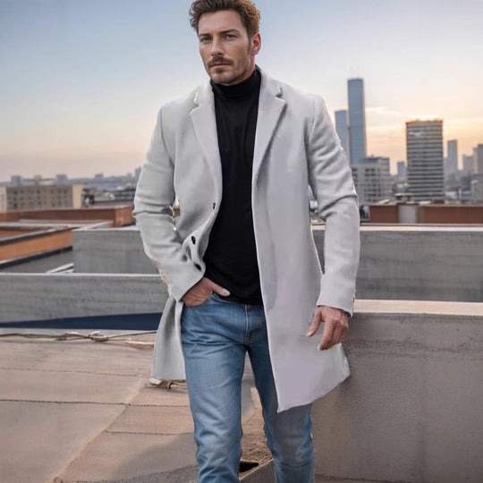Herren nan midilanger Wollmix Mantel mit schlanker Silhouette und eleganter Knopfreihe Shop Nory