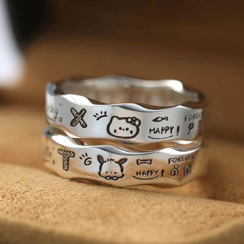 Damenring mit kunstvollem, graviertem Tiermotiv Shop Nory