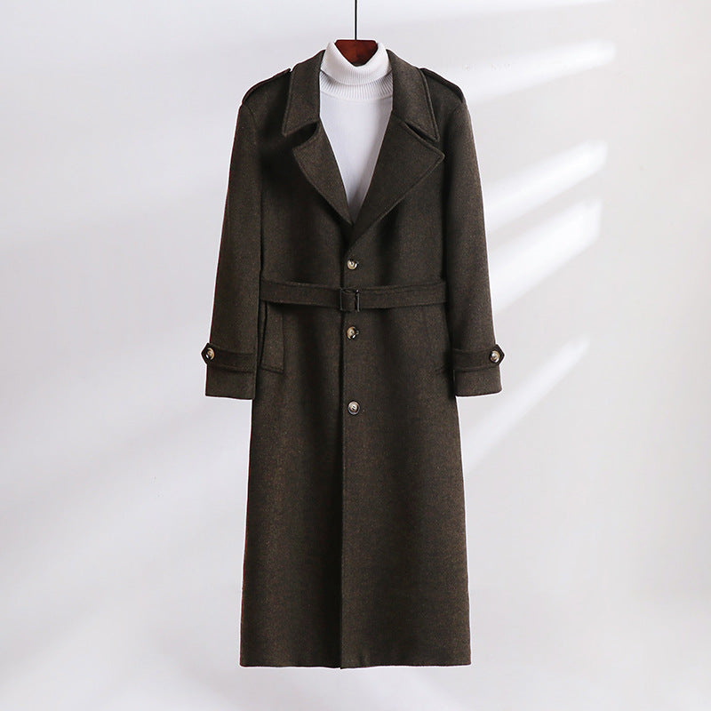 Herren Maxilanger Wollmix-Übermantel mit kastiger Silhouette, Schalkragen und dekorativen Schulterpatten Shop Nory